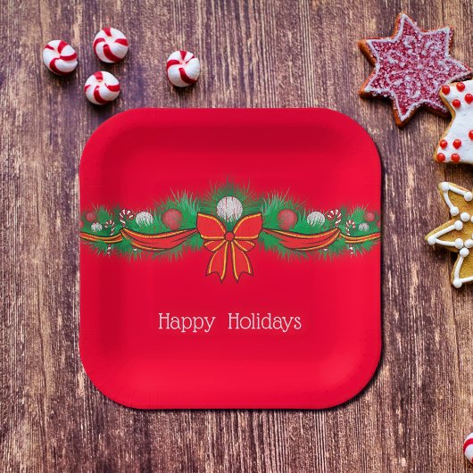 Happy Holidays - festliche Red Paper Teller