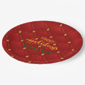 Happy Holidays, festliche Rot und Gold, Pappteller (Schrägansicht)