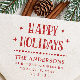 Happy Holidays festliche Schriftart Rücksendeadres Gummistempel