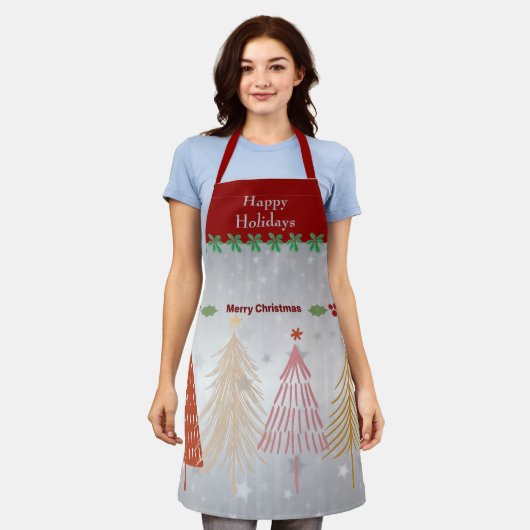 Happy Holidays, festliche Silber und Weihnachten r Schürze (Getragen)