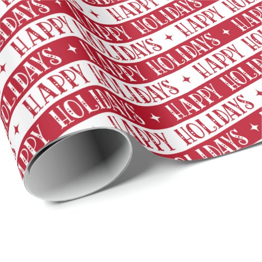 Happy Holidays festlicher Schriftart weiß rot Geschenkpapier (Rolleneckpunkt)