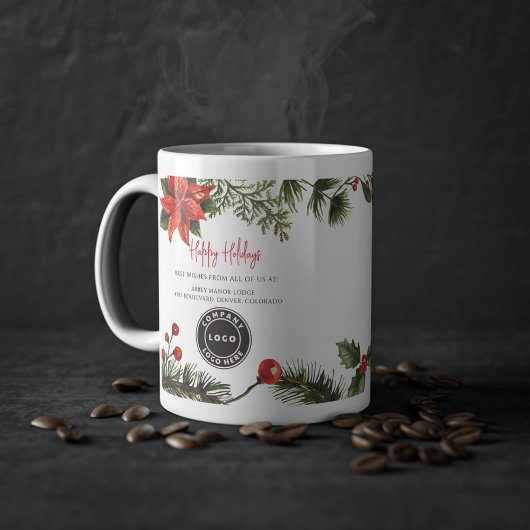 Happy Holidays Firmenlogo Mitarbeiter Weihnachten Kaffeetasse