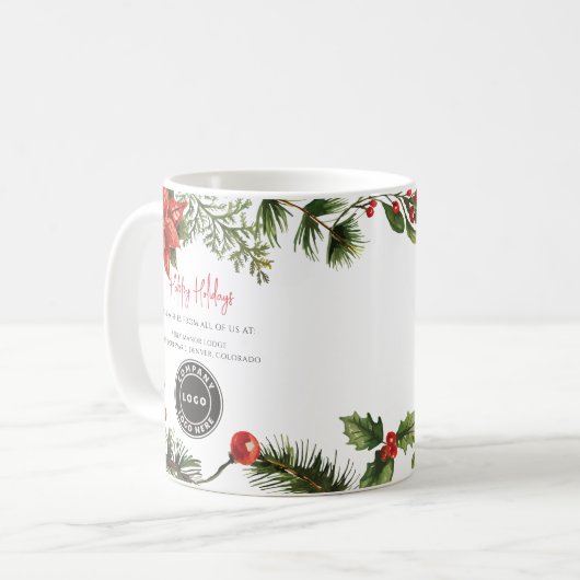 Happy Holidays Firmenlogo Mitarbeiter Weihnachten Kaffeetasse (Vorderseite Links)