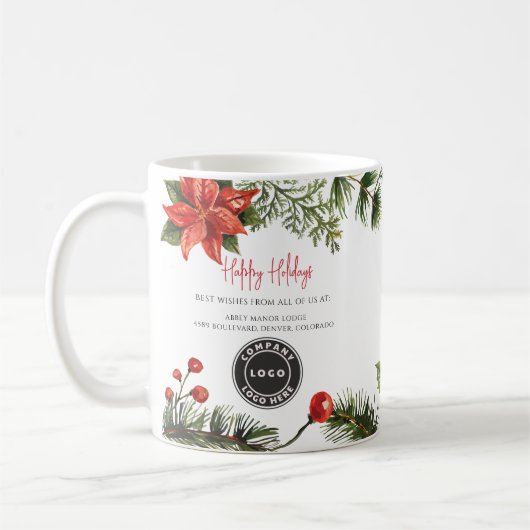 Happy Holidays Firmenlogo Mitarbeiter Weihnachten Kaffeetasse (Links)