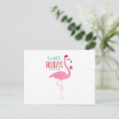 Happy Holidays Flamingo Postkarte (Stehend Vorderseite)