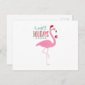 Happy Holidays Flamingo Postkarte (Vorne/Hinten)