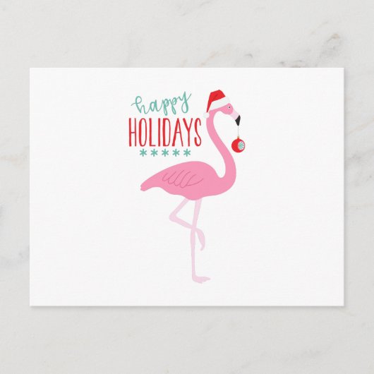 Happy Holidays Flamingo Postkarte (Vorderseite)