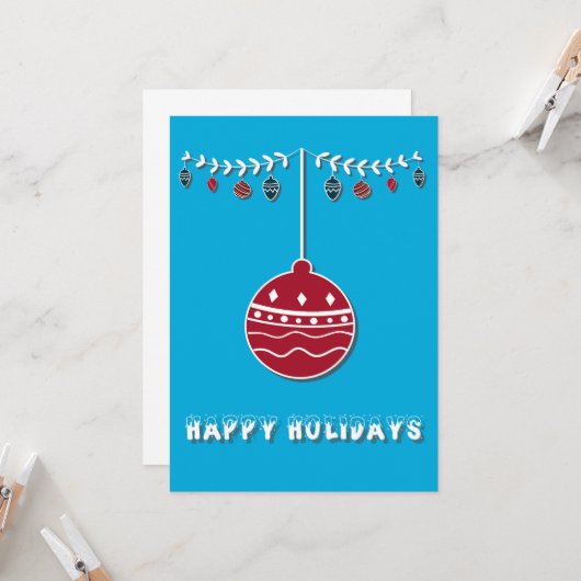 Happy holidays flat greeting card karte (Vorderseite/Rückseite Beispiel)