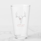 Happy Holidays Floral Rentier Skull Bull Skull Glas (Rückseite)
