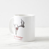 Happy Holidays Floral Rentier Skull Bull Skull Kaffeetasse (Vorderseite Links)