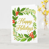 'Happy Holidays' Folded Greeting Card Karte (Gelbe Blume)