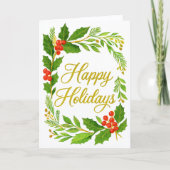 'Happy Holidays' Folded Greeting Card Karte (Vorderseite)