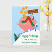 Happy Holidays for Financial Advisor Piggy Bank Karte (Gelbe Blume)