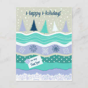 Happy Holidays for Teacher Snowflakes Scrapbooking Feiertagspostkarte