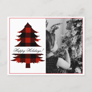 Happy Holidays Foto Buffalo Karierte Postkarte