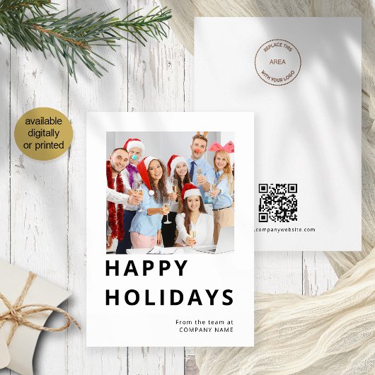Happy Holidays Foto Business Logo QR Weihnachten