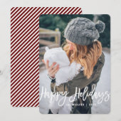 Happy Holidays Foto Card, vertikal Feiertagskarte (Vorne/Hinten)