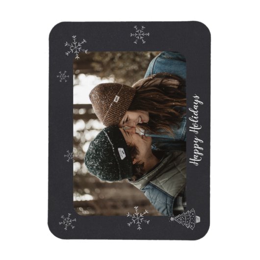 Happy Holidays Foto Chalkboard Design Schneeflocke Magnet (Vertikal)