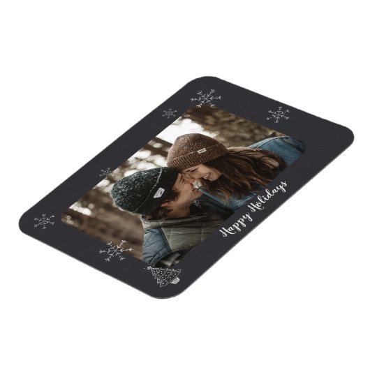 Happy Holidays Foto Chalkboard Design Schneeflocke Magnet (Linke Seite)