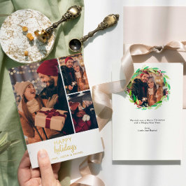 Happy Holidays Foto Collage Personalisiert modern Folien Feiertagskarte