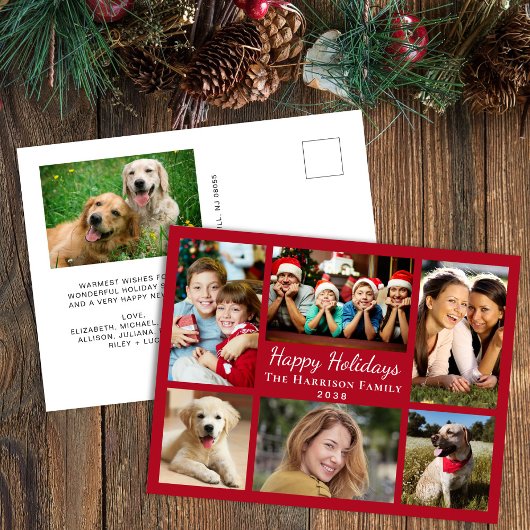 Happy Holidays Foto Collage Rotes Weihnachten