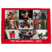 Happy Holidays Foto Collage Rotes Weihnachten Große Geschenktüte (Rückseite)