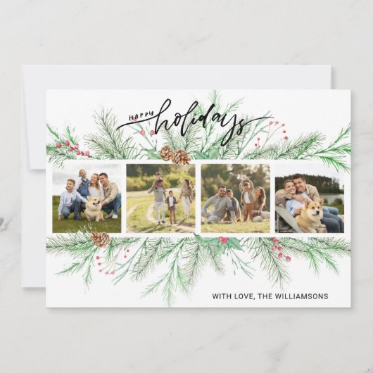 Happy Holidays Foto Collage Weihnachten Botanicals (Vorderseite)