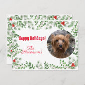 Happy Holidays Foto Custom Holly Greenery Postkarte (Vorne/Hinten)