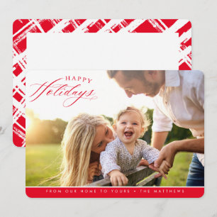 HAPPY HOLIDAYS FOTO elegant kalligraphisch rot Feiertagskarte