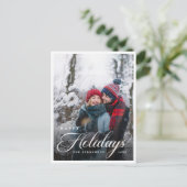 Happy Holidays Foto Elegantes Skript Feiertagspostkarte (Stehend Vorderseite)