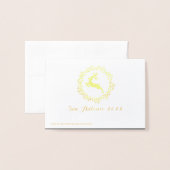 Happy Holidays Foto Family Rentier Grau Gold Folienkarte (Rückseite mit Umschlag)