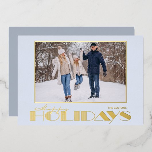 Happy Holidays Foto Folien Feiertagskarte (Vorderseite/Rückseite)