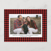 Happy Holidays Foto Fun Buffalo Karo Kariert Postkarte (Vorderseite)