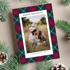 Happy Holidays Foto Fun Classic Kariert Modern Feiertagspostkarte
