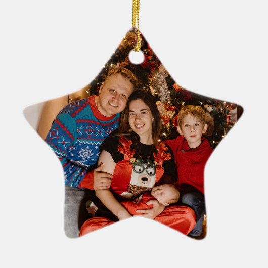 Happy Holidays Foto Geschenke, Star Shaped Christm Keramik Ornament (Hinten)
