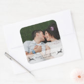 Happy Holidays Foto mit Hirschaufkleber Quadratischer Aufkleber (Umschlag)