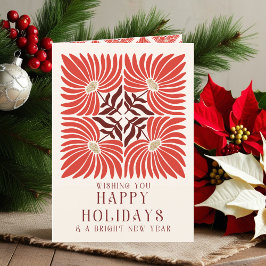 Happy Holidays Foto Modern Bold Red Floral Feiertagskarte
