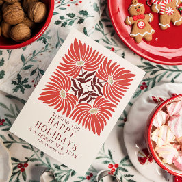 Happy Holidays Foto Modern Bold Red Floral Feiertagskarte