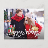 Happy Holidays Foto Modernes Pinselskript Postkarte (Vorderseite)