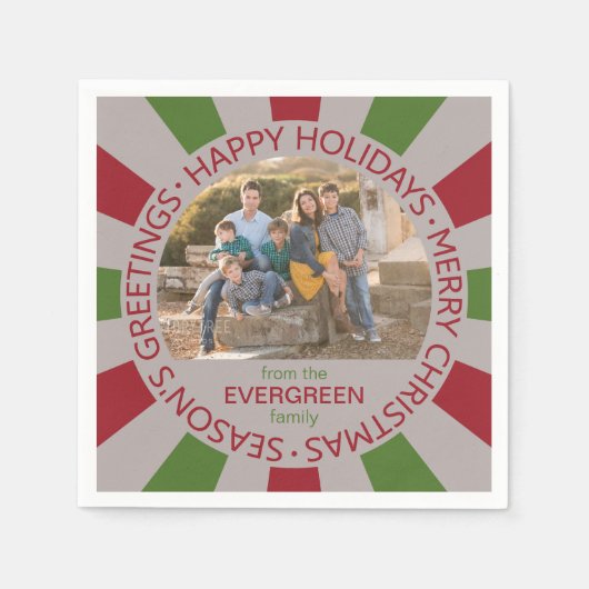 Happy Holidays Foto & Name Papierservietten (Vorderseite)