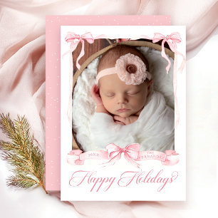 Happy Holidays Foto Pink Card Feiertagskarte