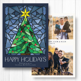 Happy Holidays Foto Retro Navy Feiertagskarte