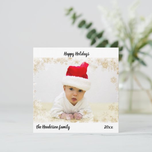 Happy Holidays Foto Snowflake Frame Custom (Stehend Vorderseite)