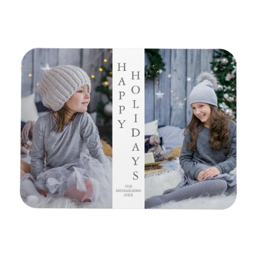 Happy Holidays Foto Weihnachten Magnet (Horizontal)
