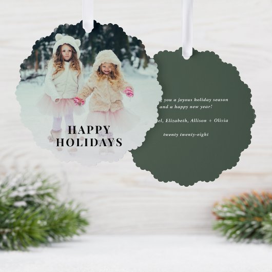 Happy Holidays Foto Weihnachten Ornament Karte