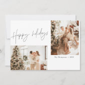 Happy Holidays Foto Weihnachtskarte, Boho Modern Einladung (Vorderseite)