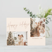 Happy Holidays Foto Weihnachtskarte | Boho Modern Einladung (Stehend Vorderseite)