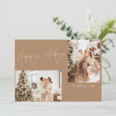 Happy Holidays Foto Weihnachtskarte | Boho Modern Einladung (Stehend Vorderseite)