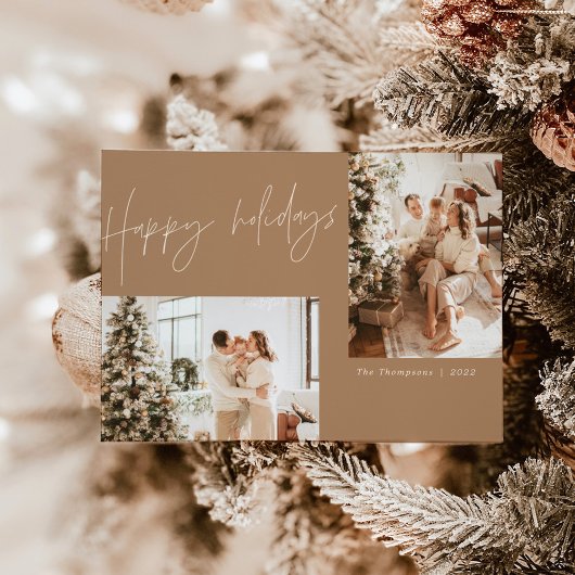 Happy Holidays Foto Weihnachtskarte | Boho Modern Einladung