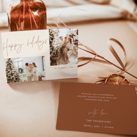 Happy Holidays Foto Weihnachtskarte | Boho Modern Einladung